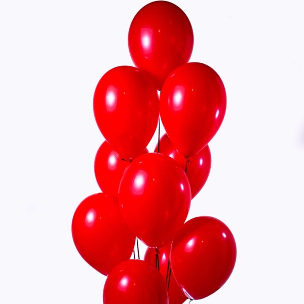 10 red helium balloons
